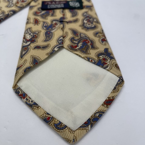 Jos A Bank Premier Collection Yellow Paisley Silk Tie 3.75" Wide‎ - Picture 3 of 5